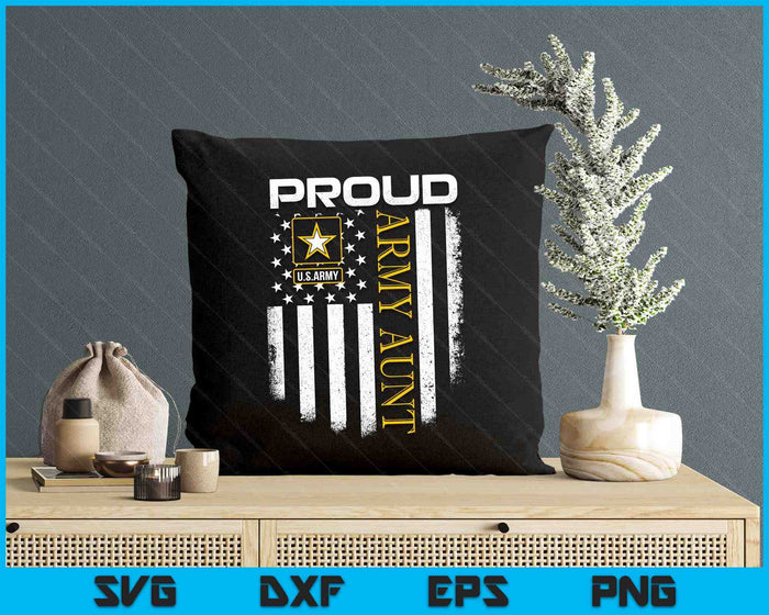 Vintage Proud Army Aunt With American Flag SVG PNG Digital Printable Files