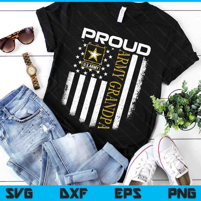 Vintage Proud Army Grandpa With American Flag SVG PNG Digital Printable Files