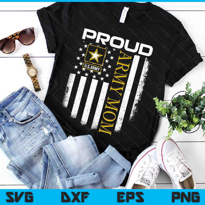 Vintage Proud Army Mom With American Flag SVG PNG Digital Printable Files