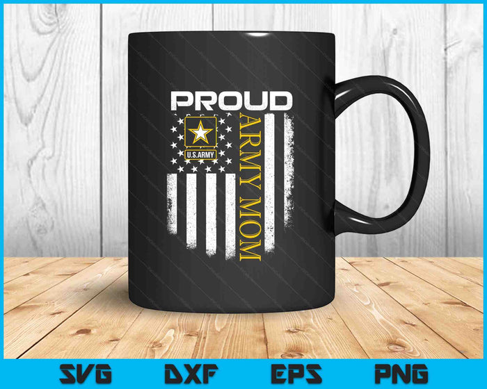 Vintage Proud Army Mom With American Flag SVG PNG Digital Printable Files