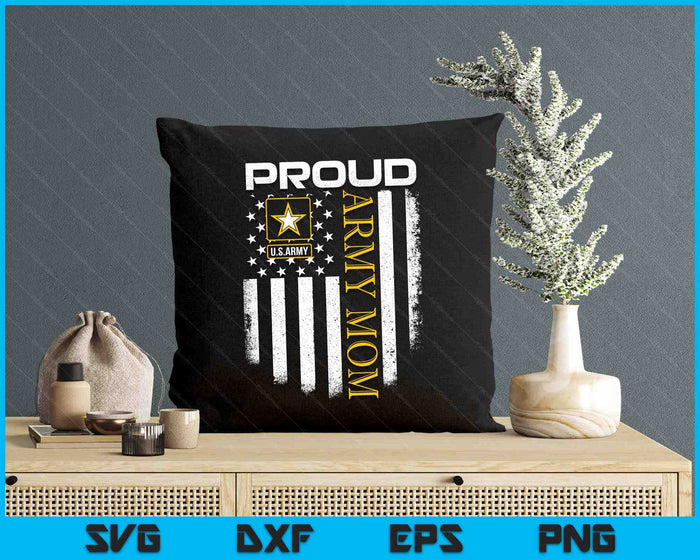 Vintage Proud Army Mom With American Flag SVG PNG Digital Printable Files