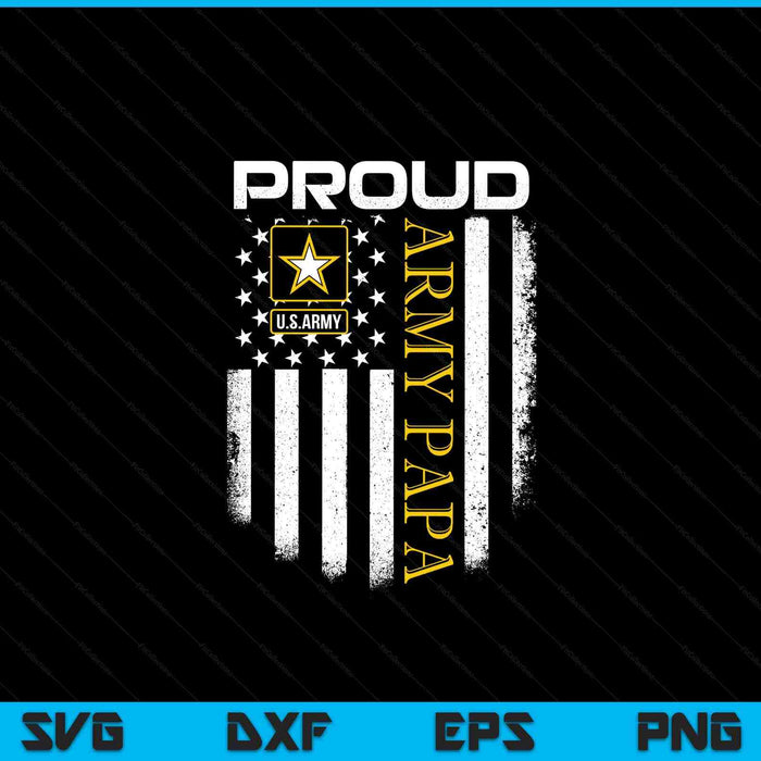 Vintage proud army papa with American flag SVG cut file