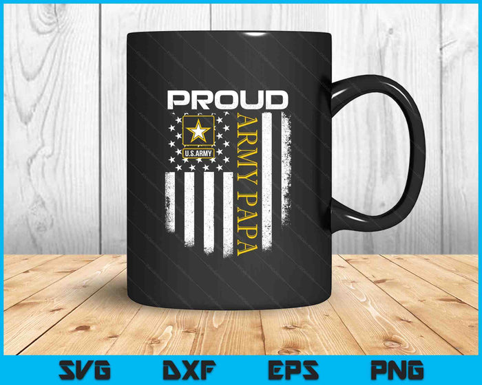 Vintage Proud Army Papa With American Flag SVG PNG Digital Printable Files