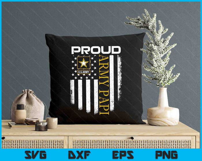 Vintage Proud Army Papi With American Flag SVG PNG Digital Printable Files