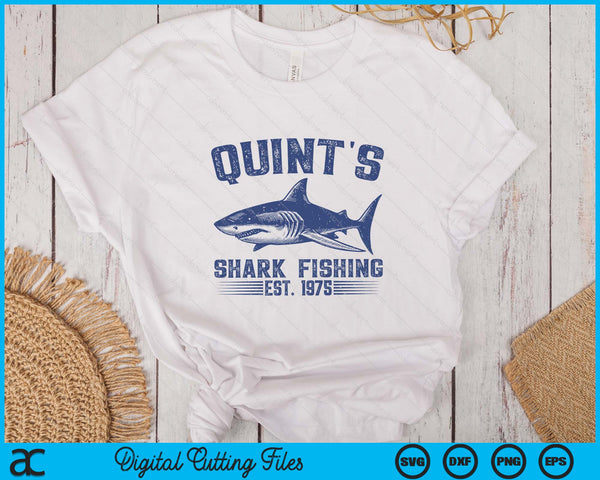 Vintage Quint's Shark Fishing 1975 Retro Fisher Birthday SVG PNG Digital Printable Files