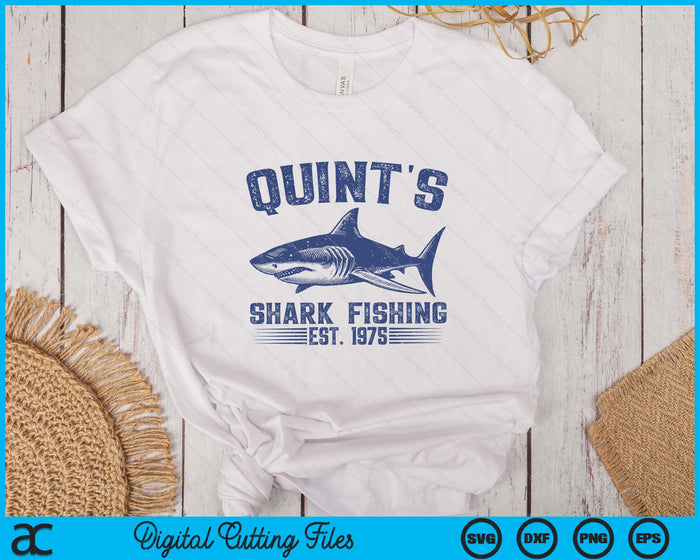 Vintage Quint's Shark Fishing 1975 Retro Fisher Birthday SVG PNG Digital Printable Files