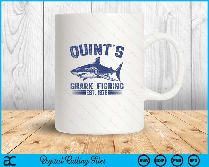 Vintage Quint's Shark Fishing 1975 Retro Fisher Birthday SVG PNG Digital Printable Files