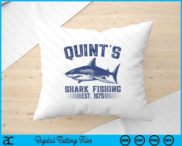 Vintage Quint's Shark Fishing 1975 Retro Fisher Birthday SVG PNG Digital Printable Files