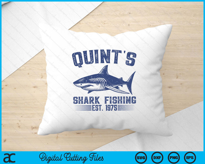 Vintage Quint's Shark Fishing 1975 Retro Fisher Birthday SVG PNG Digital Printable Files