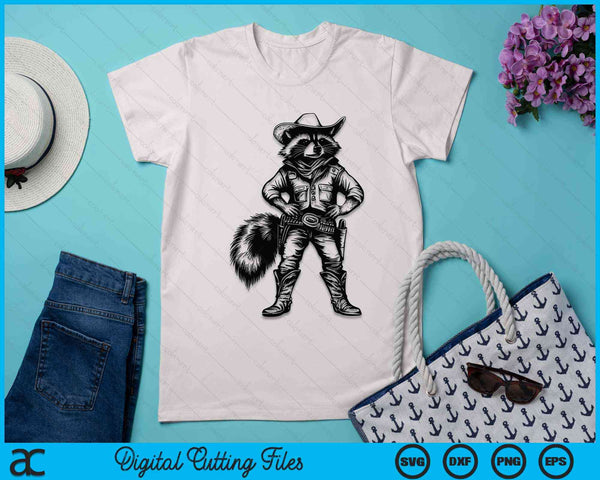 Vintage Raccoon Cowboy Cowgirl Trash Panda Western Country SVG PNG Digital Cutting File