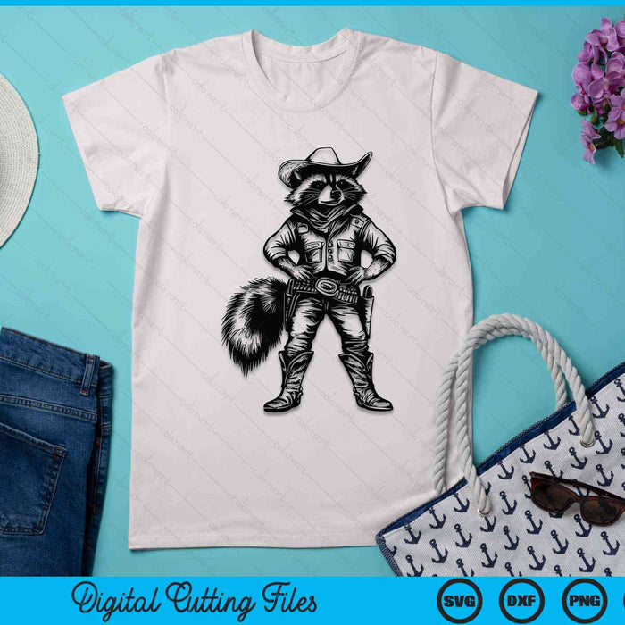 Vintage Raccoon Cowboy Cowgirl Trash Panda Western Country SVG PNG Digital Cutting File
