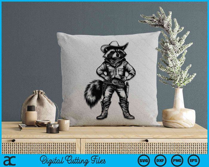 Vintage Raccoon Cowboy Cowgirl Trash Panda Western Country SVG PNG Digital Cutting File