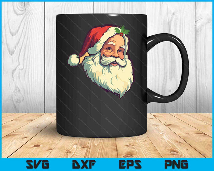 Vintage Red Santa Claus Red Christmas Design SVG PNG Digital Cutting Files