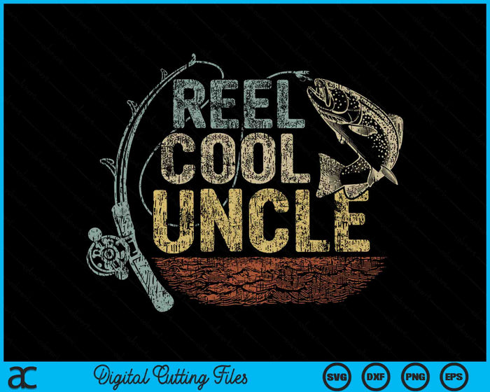 Vintage Reel Cool oom grappige visserij SVG PNG digitale snijbestanden