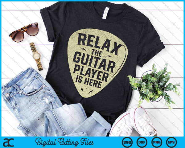 Vintage Relax the Guitar Player Is Here SVG PNG Digital Cutting Files