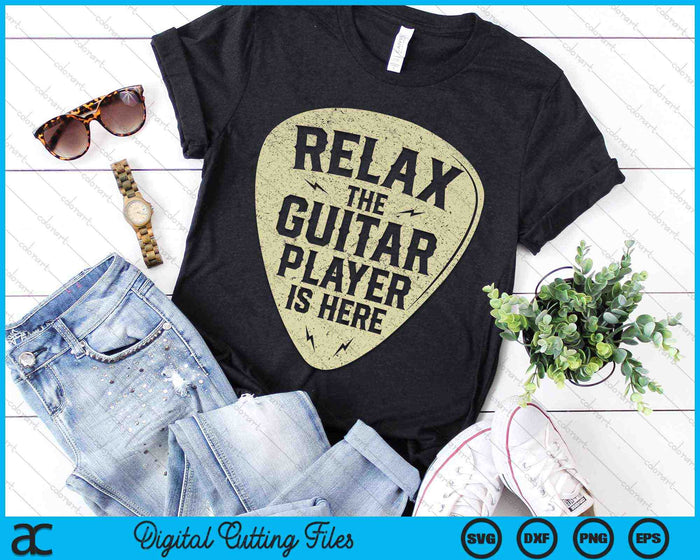 Vintage Relax de gitarist is hier SVG PNG digitale snijbestanden