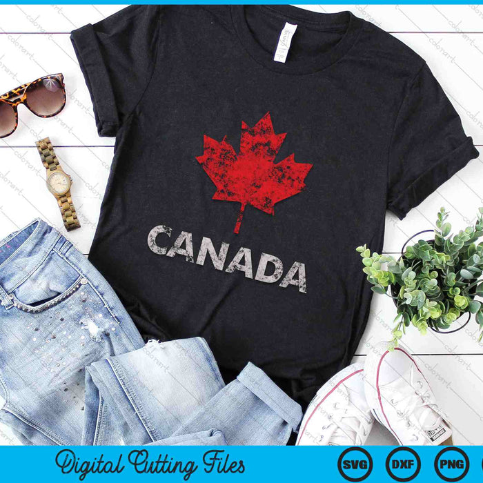 Vintage Retro Canadian Maple Leaf Canada Flag SVG PNG Digital Cutting Files