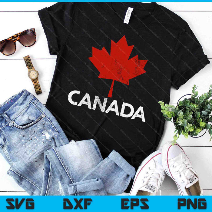 Vintage Retro Canadian Maple Leaf Canada Flag SVG PNG Digital Printable Files