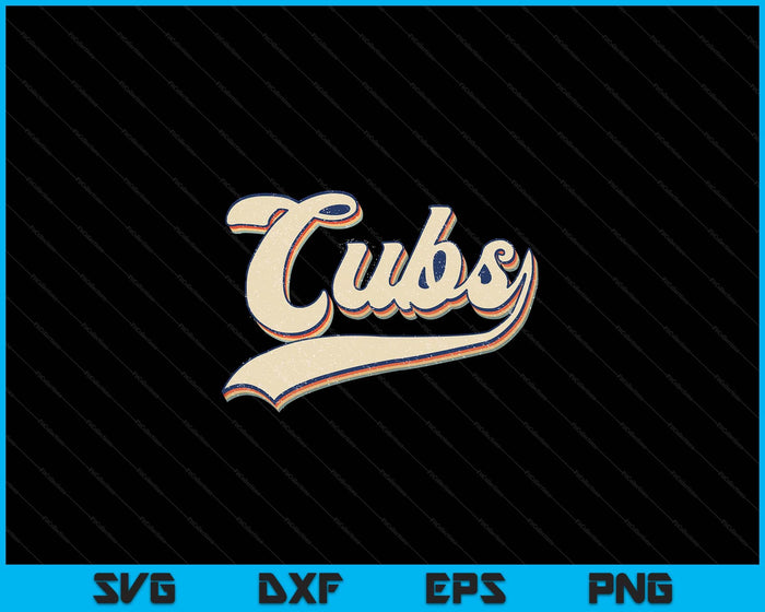 Vintage Retro Cubs Sports Name Gifts SVG PNG Digital Cutting Files