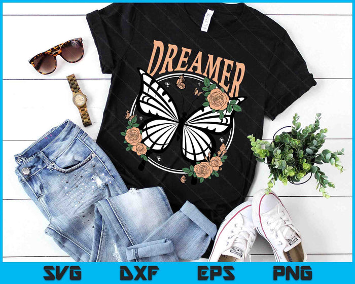 Vintage Retro Dreamer Butterfly 80's 90's Style Lover SVG PNG Digital Printable Files