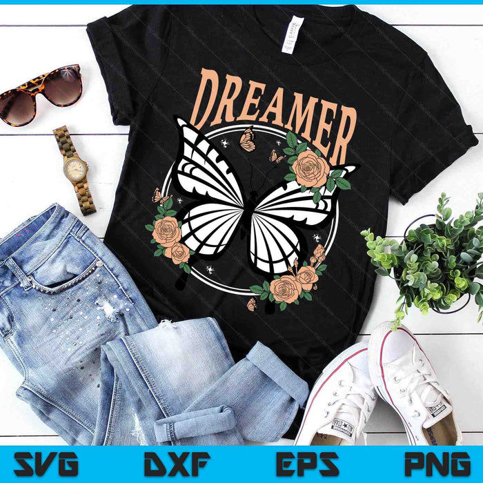 Vintage Retro Dreamer Butterfly 80's 90's Style Lover SVG PNG Digital Printable Files