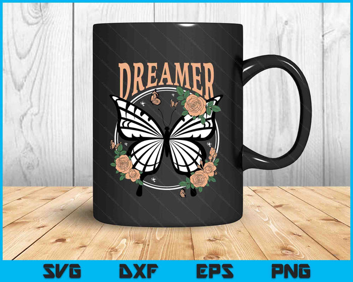 Vintage Retro Dreamer Butterfly 80's 90's Style Lover SVG PNG Digital Printable Files