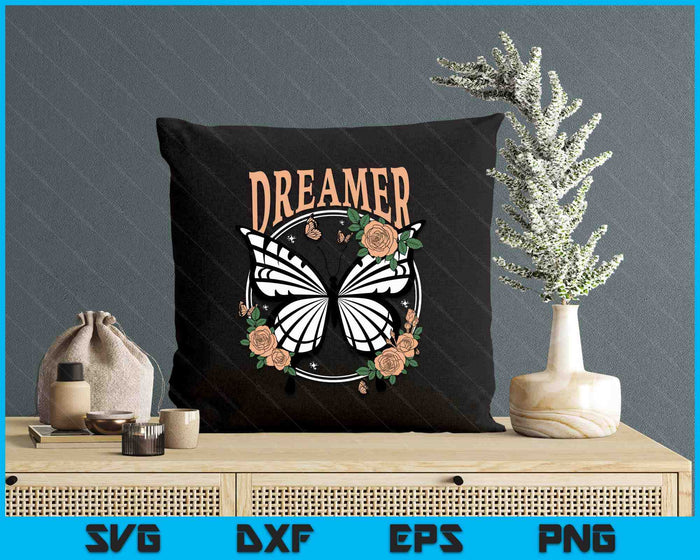 Vintage Retro Dreamer Butterfly 80's 90's Style Lover SVG PNG Digital Printable Files