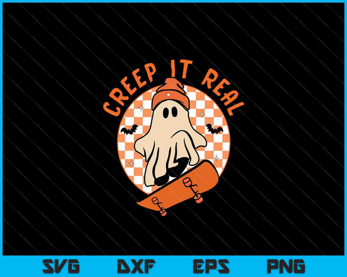 Vintage Retro Halloween Creep It Real Ghost Boy Fall Season SVG PNG Digital Cutting File