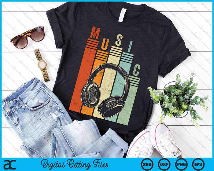 Vintage Retro Headphones Electronic Music Lover DJ SVG PNG Digital Cutting Files