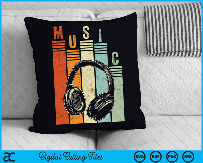 Vintage Retro Headphones Electronic Music Lover DJ SVG PNG Digital Cutting Files