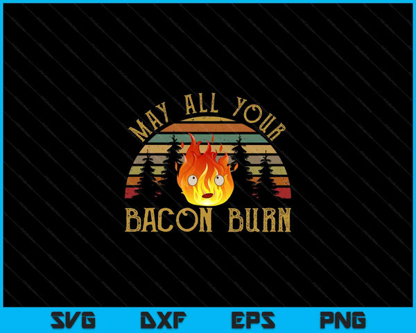 Vintage retro may all your bacon burn BBQ grunge SVG cut file