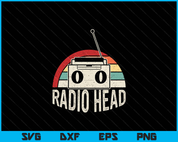 Vintage Retro Radio Hoofd SVG PNG digitale afdrukbare bestanden
