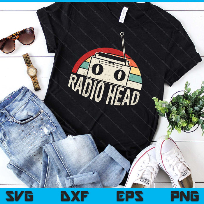 Vintage Retro Radio Hoofd SVG PNG digitale afdrukbare bestanden