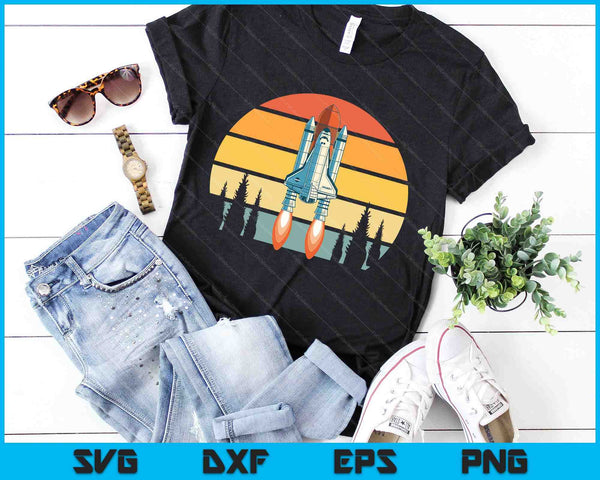 Vintage Retro Space Ship Science Rocket SVG PNG Digital Cutting Files - on a t-shirt