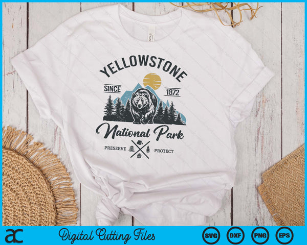 Vintage Retro Yellowstone National Park Hiking SVG PNG Digital Printable Files