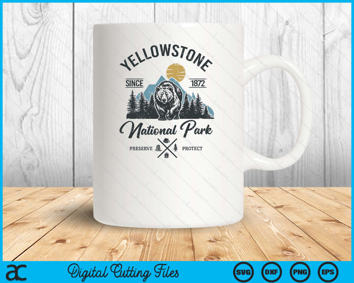 Vintage Retro Yellowstone National Park Hiking SVG PNG Digital Printable Files