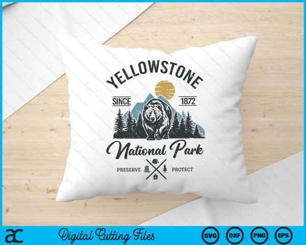 Vintage Retro Yellowstone National Park Hiking SVG PNG Digital Printable Files