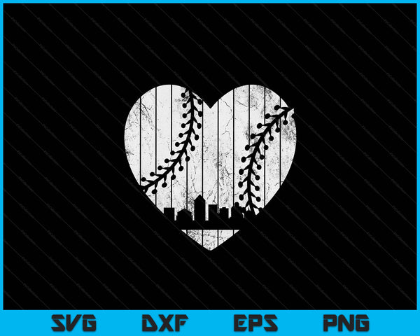 Vintage San Diego Baseball Heart With Skyline SVG PNG Digital Cutting Files