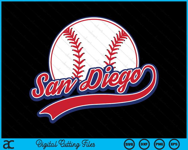 Vintage San Diego Cityscape Baseball SVG PNG Digital Cutting Files