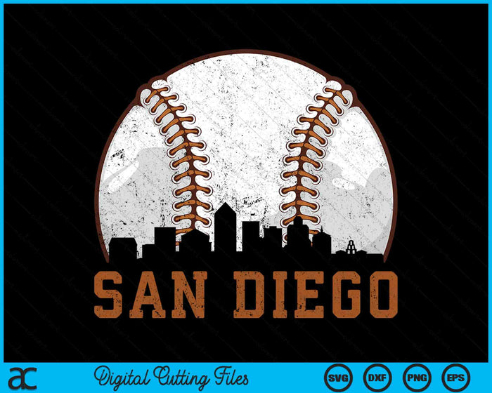 Vintage San Diego Cityscape Baseball SVG PNG Digital Printable Files