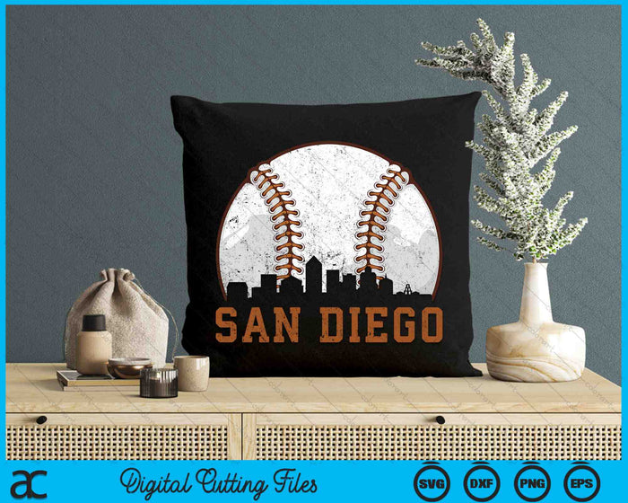 Vintage San Diego Cityscape Baseball SVG PNG Digital Printable Files