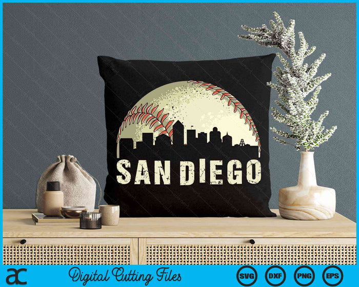 Vintage San Diego Cityscape Baseball Lover SVG PNG Digital Cutting Files