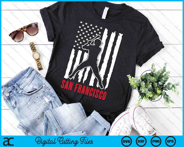 Vintage San Francisco American Flag Distressed Baseball SVG PNG Digital Cutting Files