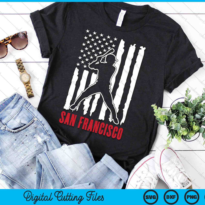 Vintage San Francisco American Flag Distressed Baseball SVG PNG Digital Cutting Files