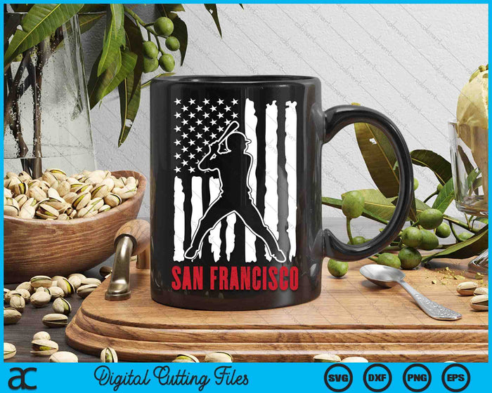 Vintage San Francisco American Flag Distressed Baseball SVG PNG Digital Cutting Files