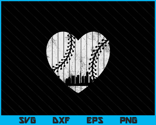Vintage San Francisco Baseball Heart With Skyline SVG PNG Digital Cutting Files