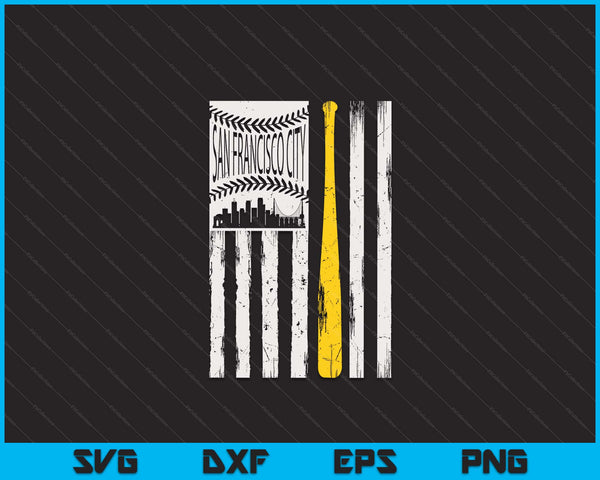 Vintage San Francisco City honkbal vlag patriottische honkbal SVG PNG digitale snijden bestanden