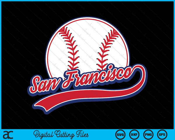 Vintage San Francisco Cityscape Baseball SVG PNG Digital Cutting Files