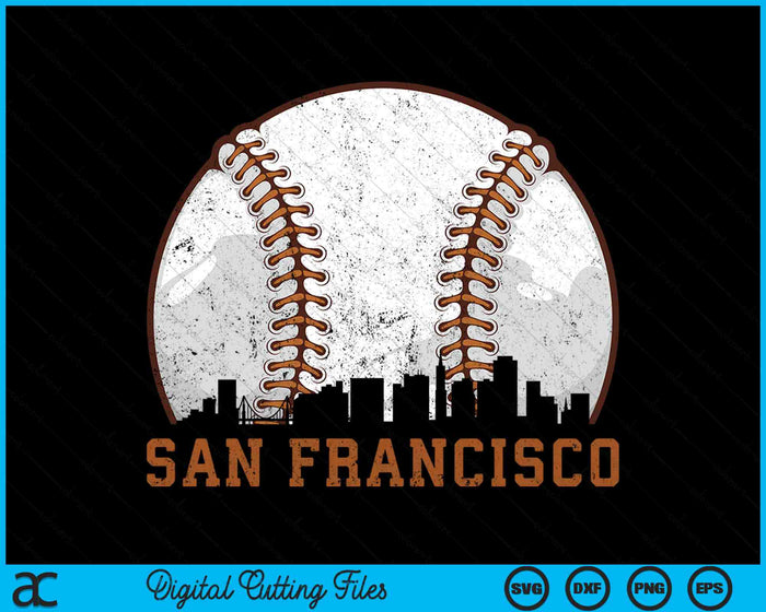 Vintage San Francisco Cityscape Baseball SVG PNG Digital Printable Files