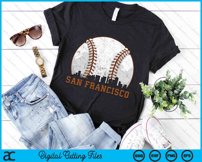 Vintage San Francisco Cityscape Baseball SVG PNG Digital Printable Files